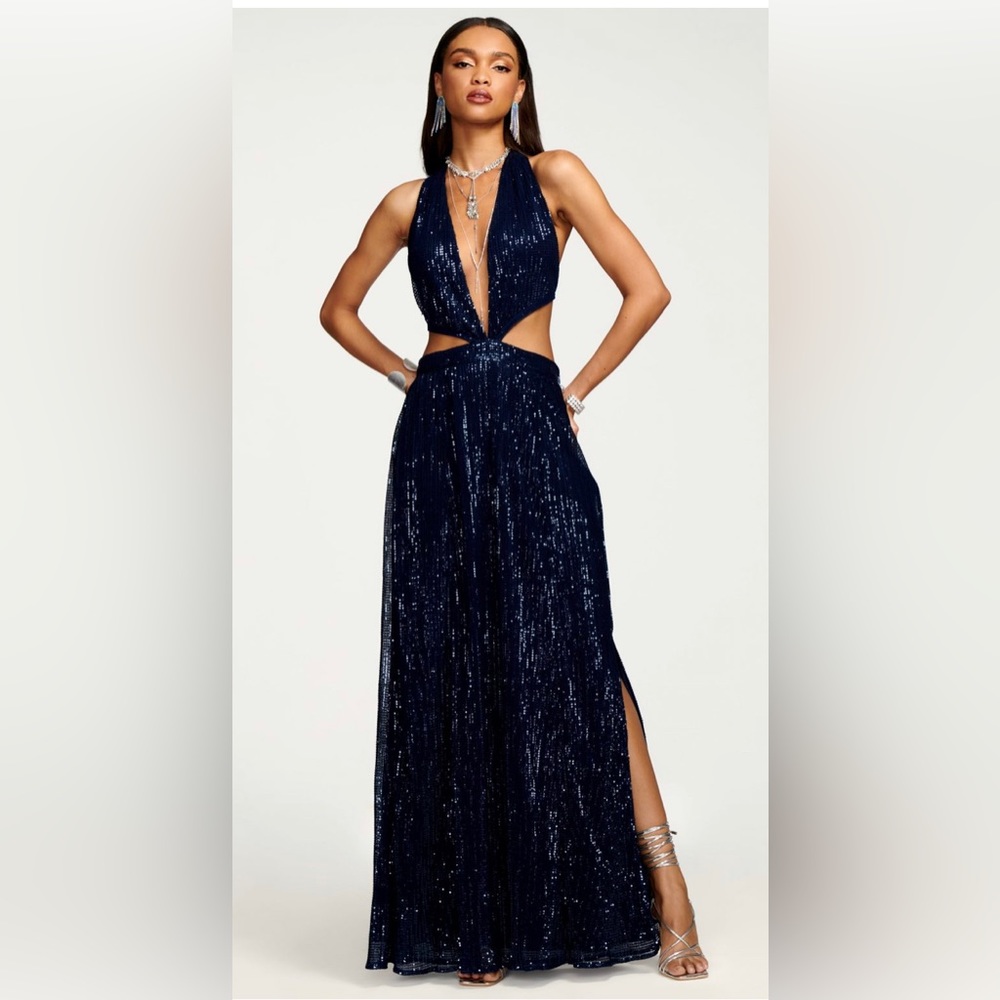 Ramy Brook Selena Cut-Out Sequin Embellished Maxi Dress Gown